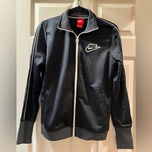 Nike Women’s Track Full-Zip Jacket 100% Polyester, Black & White, Size M